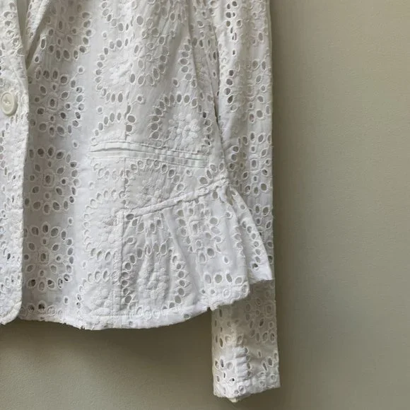 Wrap London Blazer Jacket Size UK 12 White Broderie Anglaise Long Sleeve - Picture 10 of 10
